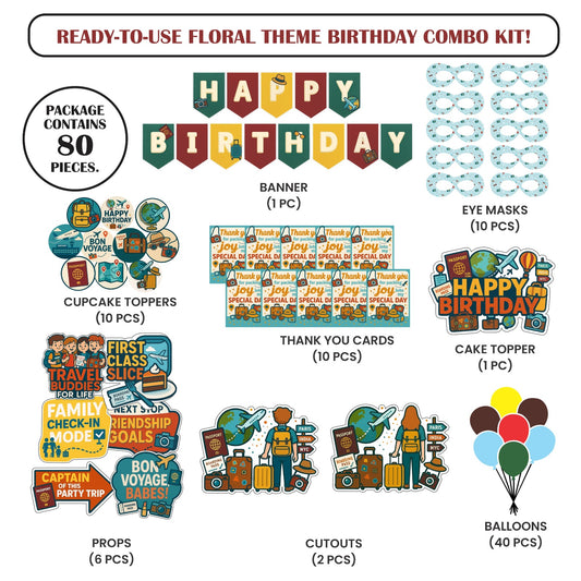 🎉 Complete Travel Theme Decoration Kit (80 Pcs)