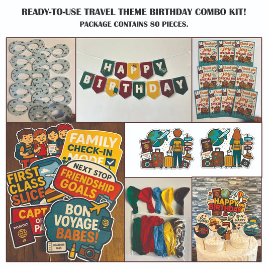 Ready-to-use Travel theme birthday combo kit