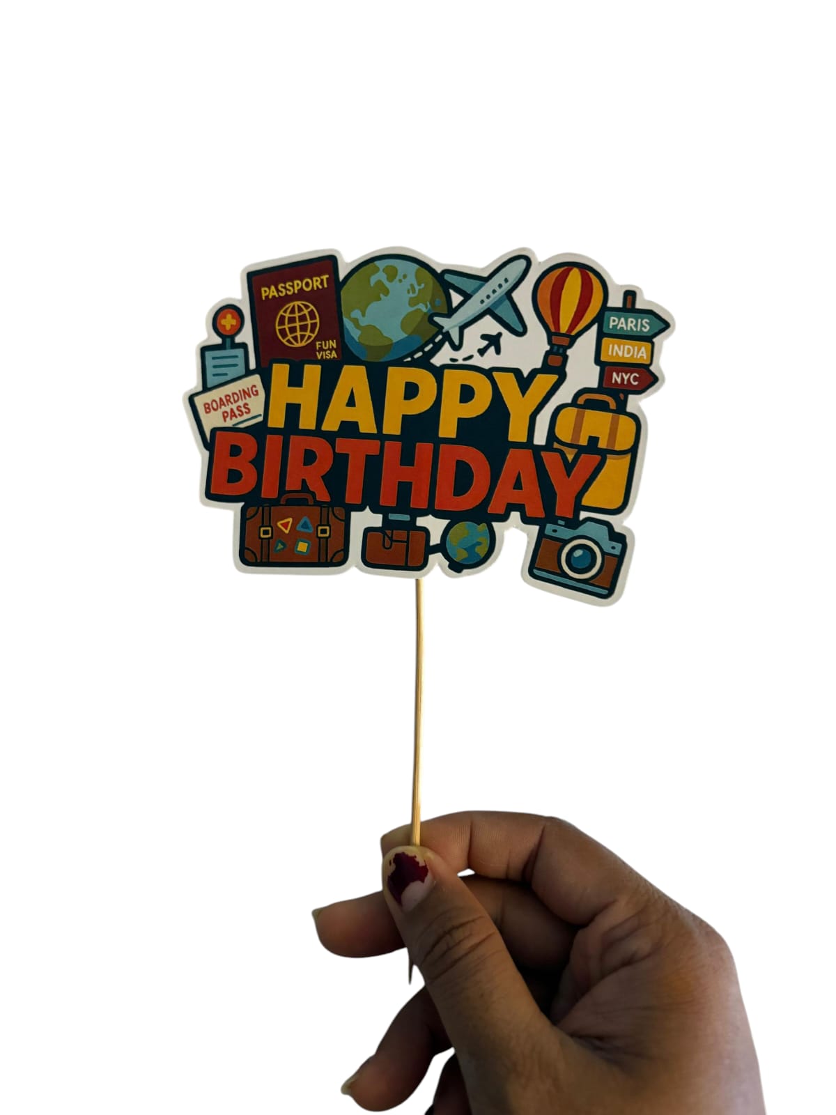 Travel Theme Cake Topper – Pack of 1