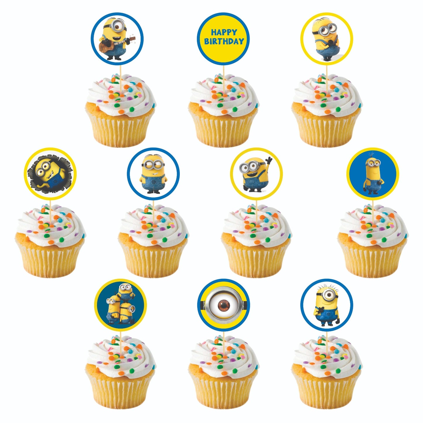 Minion theme Cupcake Toppers – Pack of 10