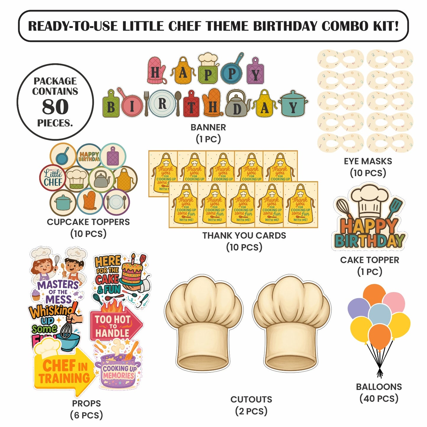 Ready-to-use Little Chef theme birthday combo kit