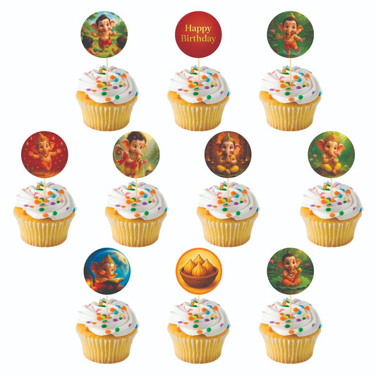 Little Ganesha theme Cupcake Toppers – Pack of 10