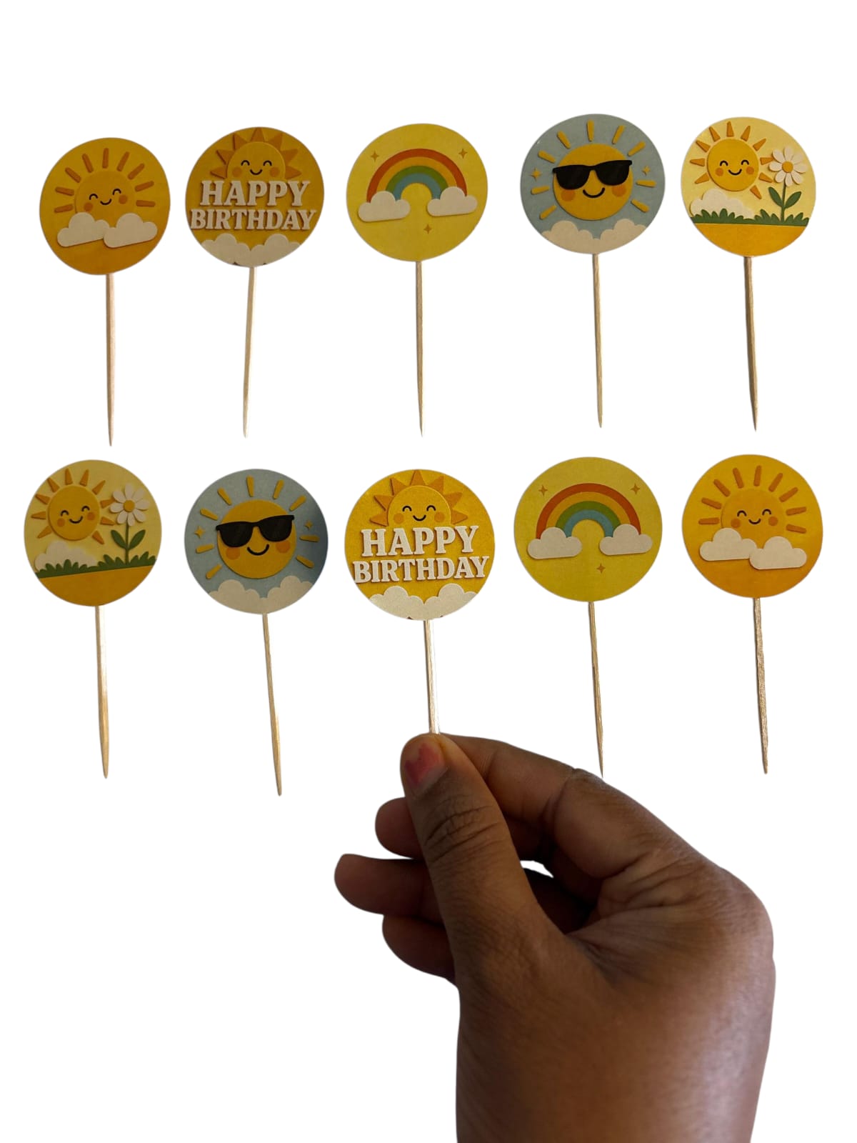 Sunshine theme Cupcake Toppers – Pack of 10