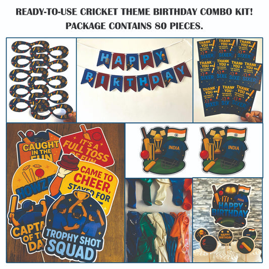 Ready-to-use Cricket theme birthday combo kit