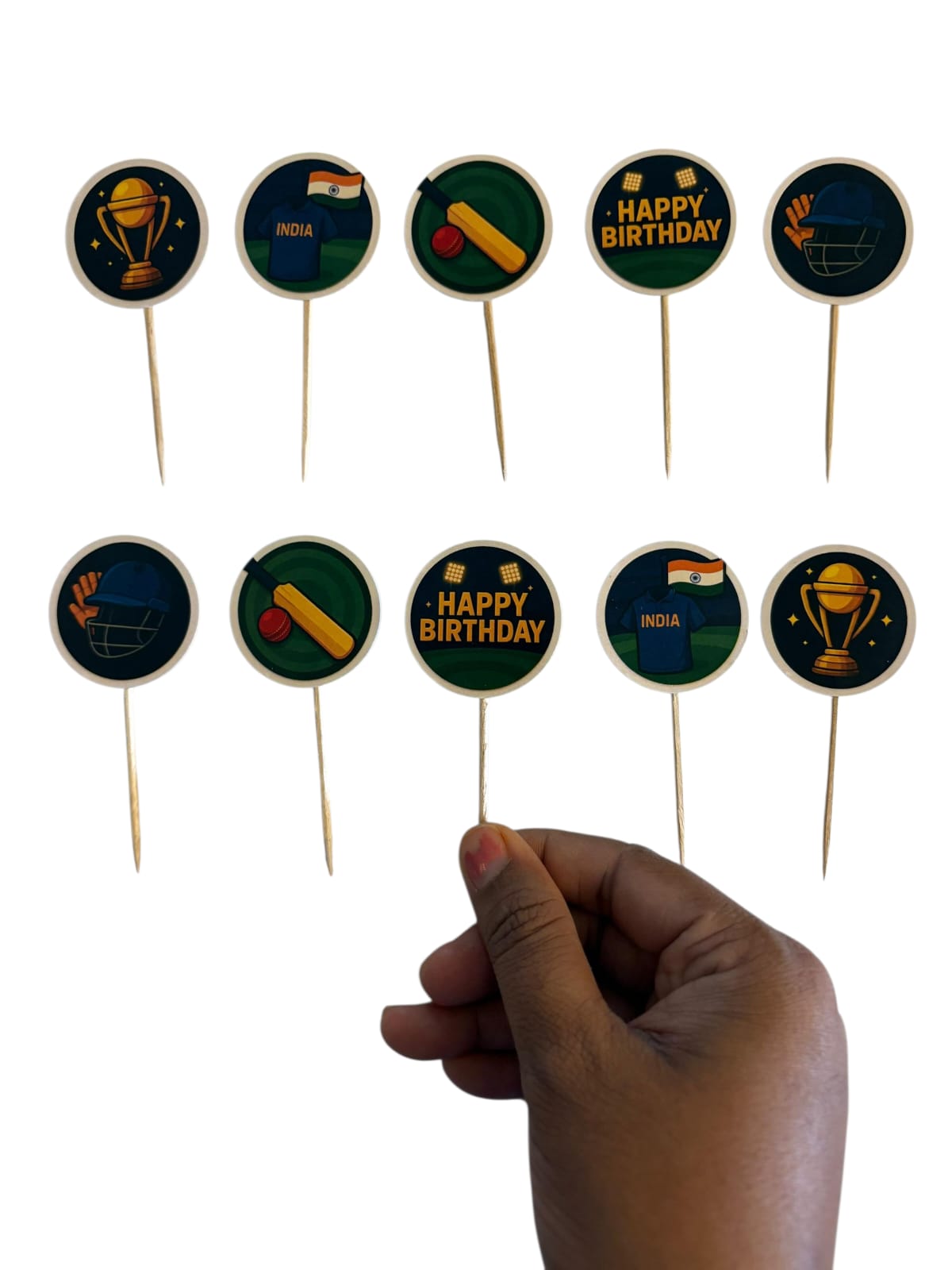 Cricket theme Cupcake Toppers – Pack of 10