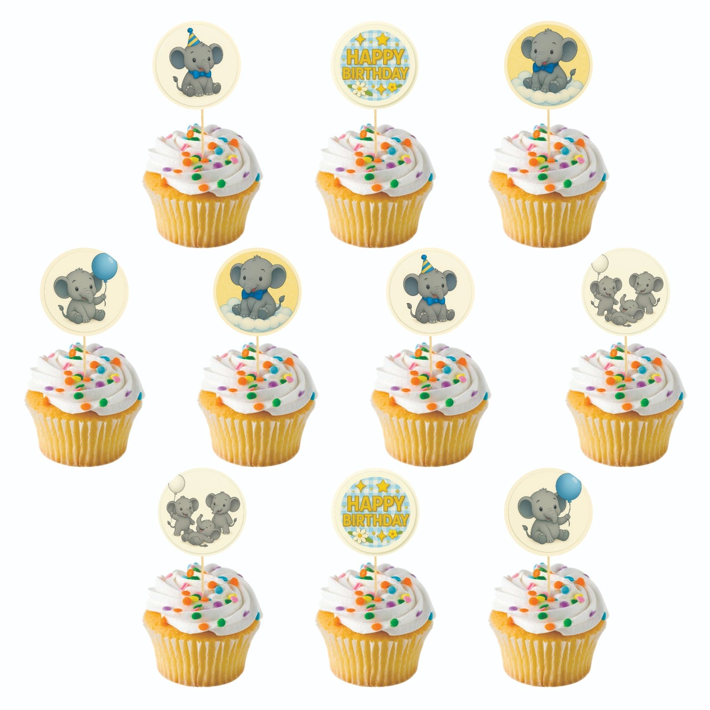 Little elephant Boy theme Cupcake Toppers – Pack of 10