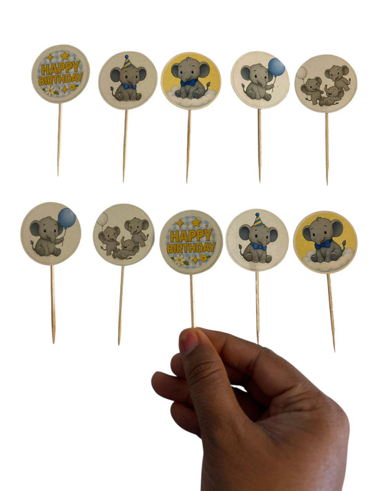 Little elephant Boy theme Cupcake Toppers – Pack of 10