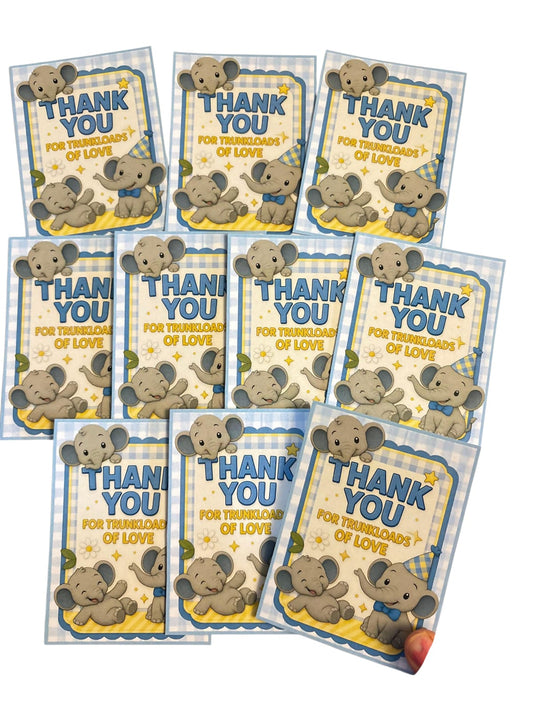 Little elephant Boy theme thank you card