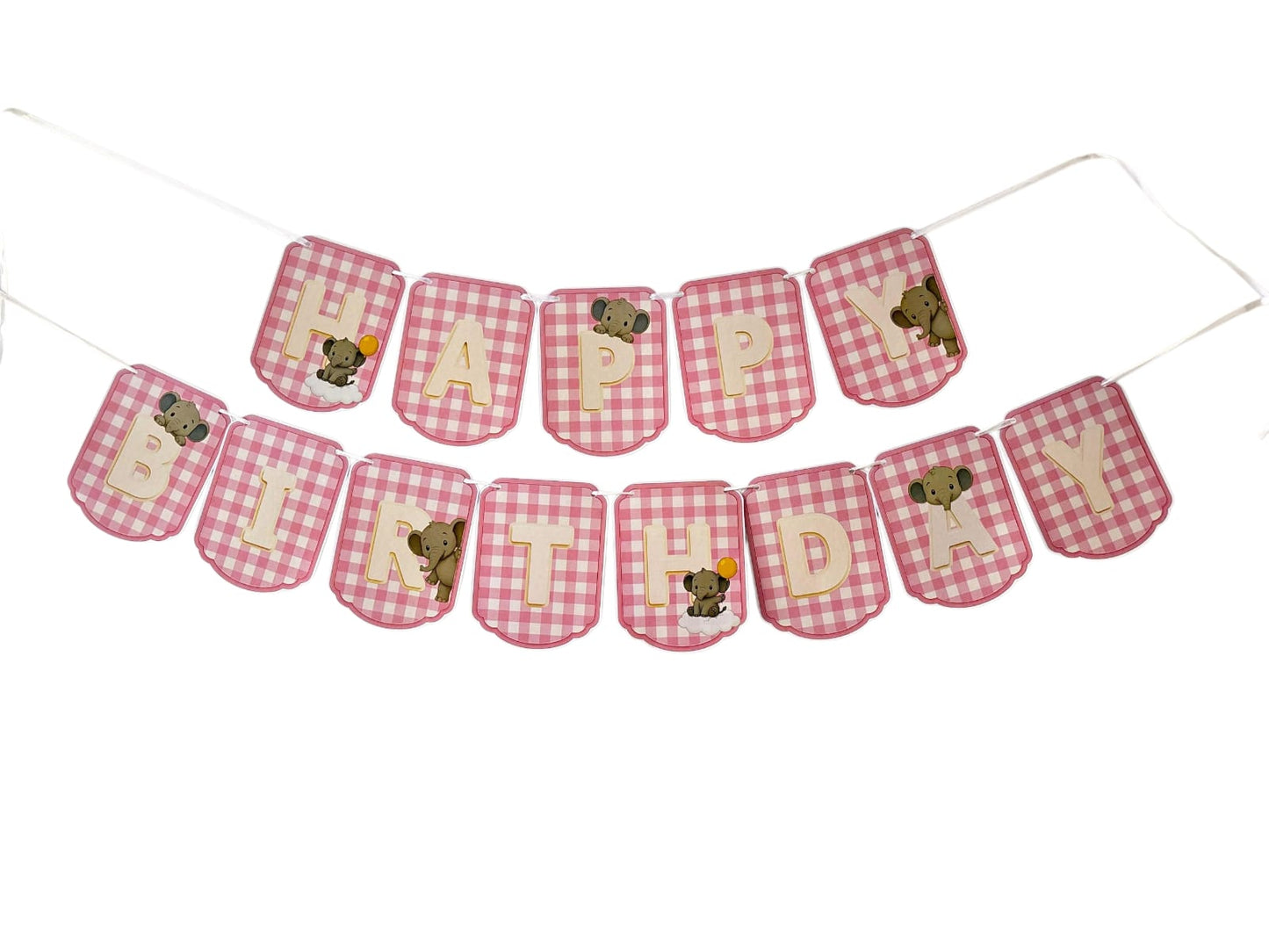 Little elephant Girl theme: Happy Birthday Banner