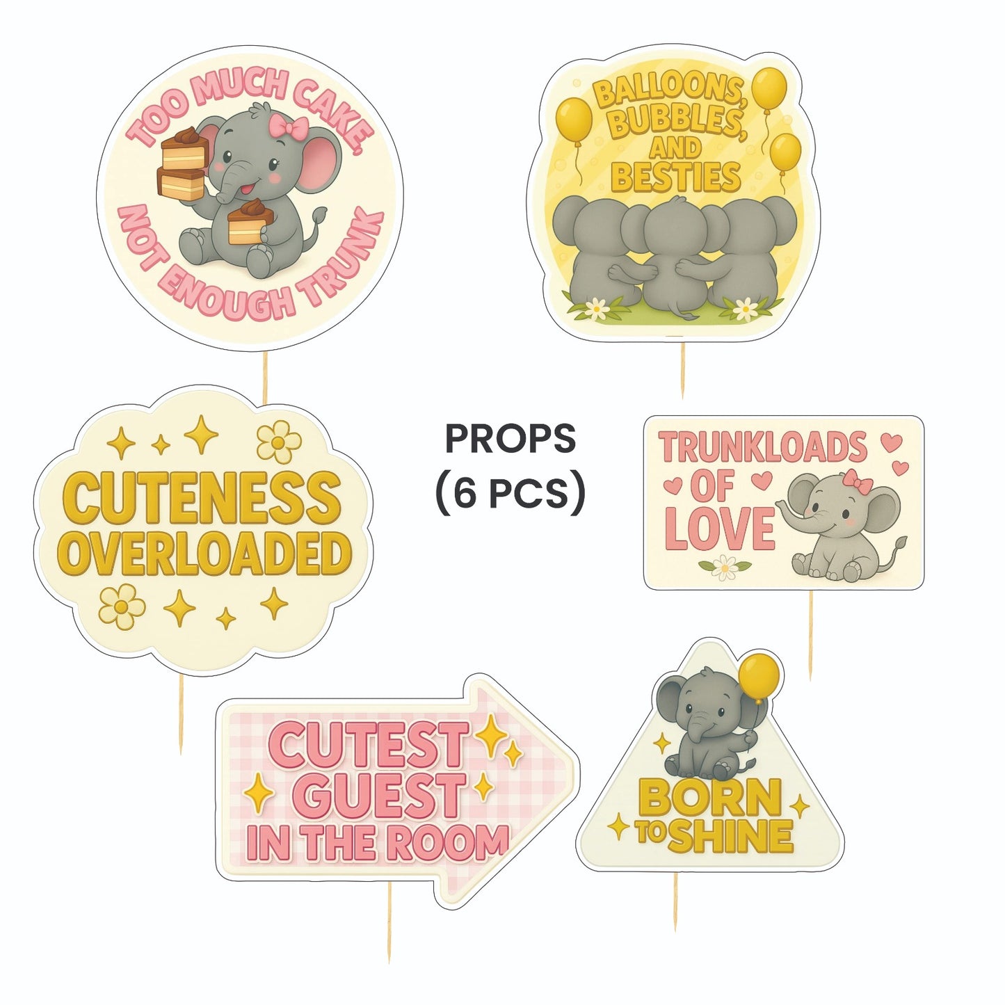 Little elephant Girl Theme – Props Pack (6 pcs)