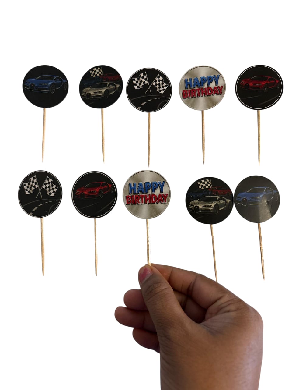Bugatti Chiron theme Cupcake Toppers – Pack of 10