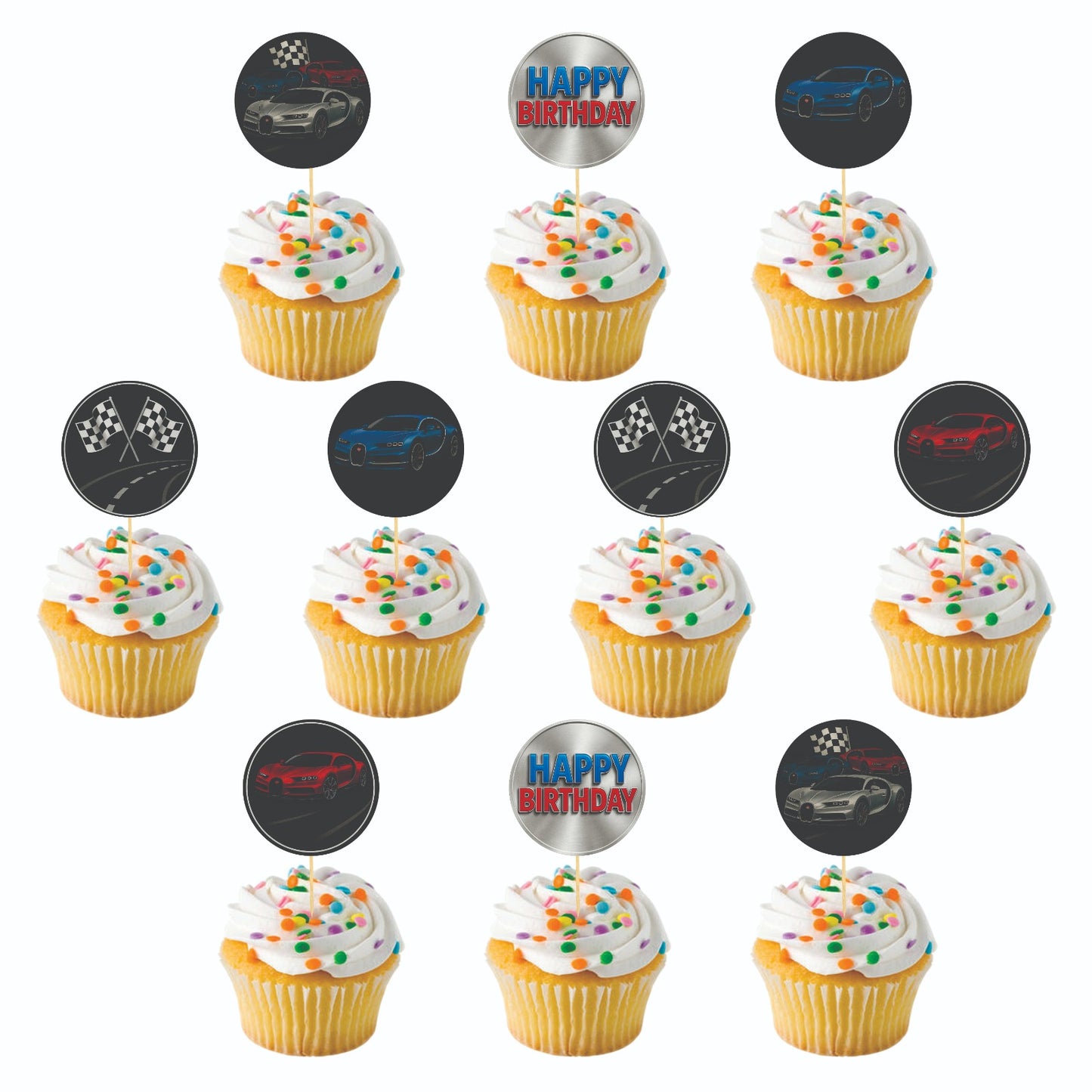 Bugatti Chiron theme Cupcake Toppers – Pack of 10