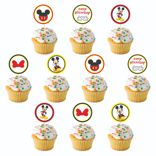 Mickey Mouse theme Cupcake Toppers – Pack of 10