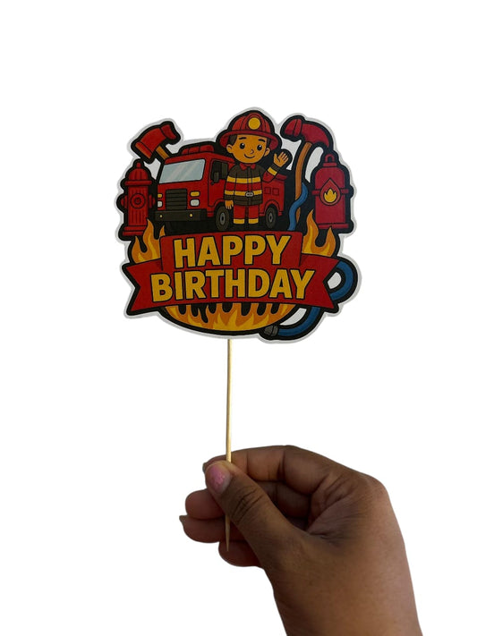 Fire Truck Theme Cake Topper – Pack of 1