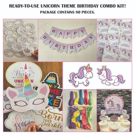Ready-to-use Unicorn theme birthday combo kit.