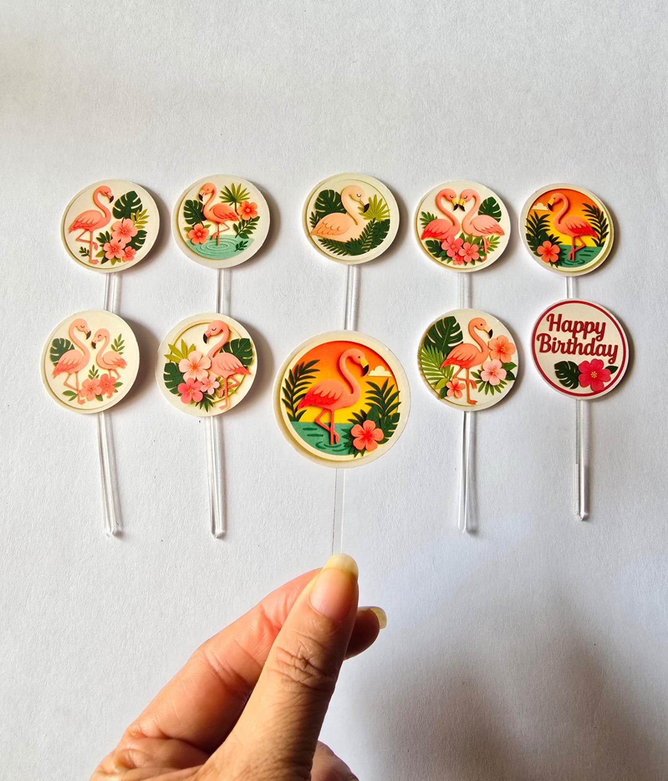 Flamingo theme Cupcake Toppers – Pack of 10