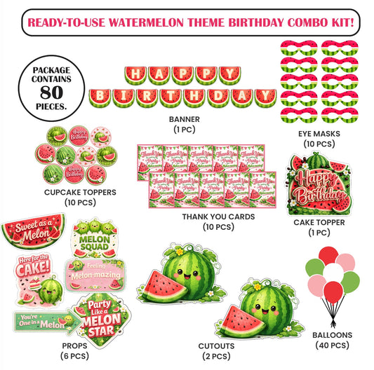 🎉 Complete Watermelon Theme Decoration Kit (80 Pcs)
