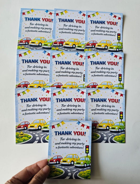 Car theme thank you card