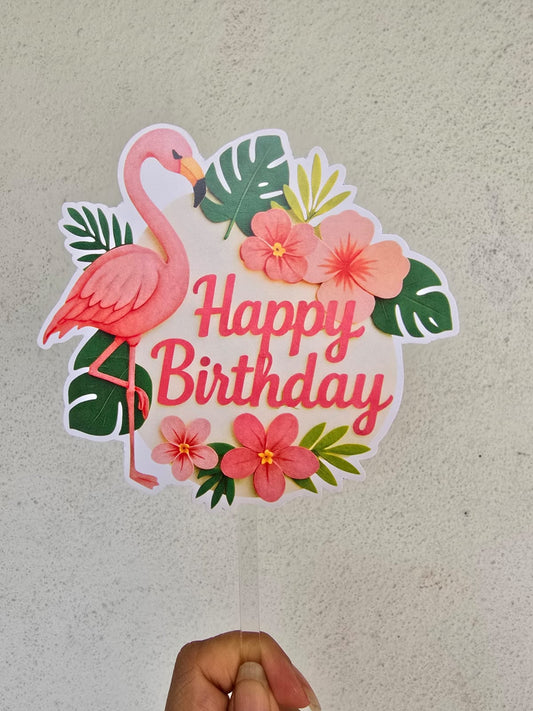 Flamingo Theme Cake Topper – Pack of 1