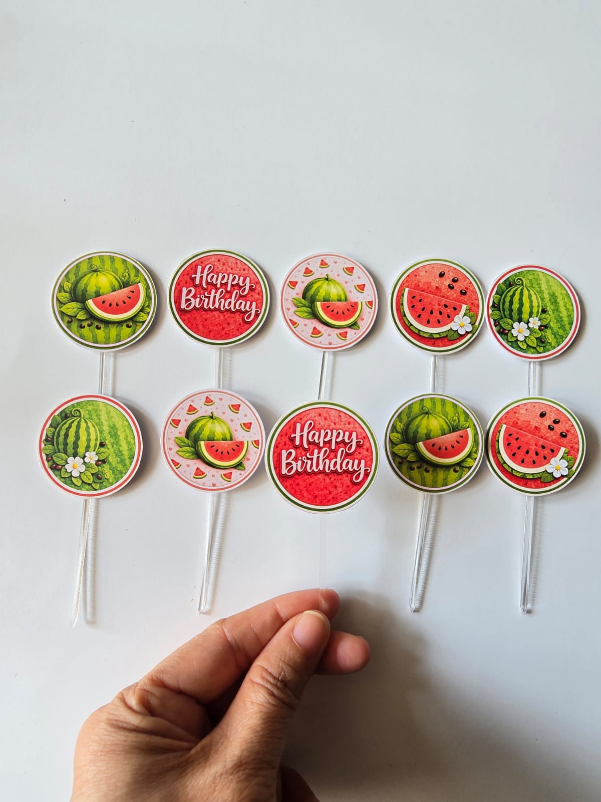 Watermelon theme Cupcake Toppers – Pack of 10