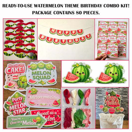 🎉 Complete Watermelon Theme Decoration Kit (80 Pcs)
