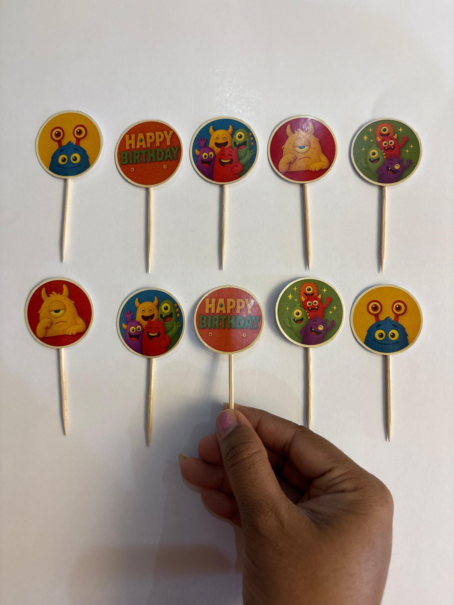 Monster theme Cupcake Toppers – Pack of 10
